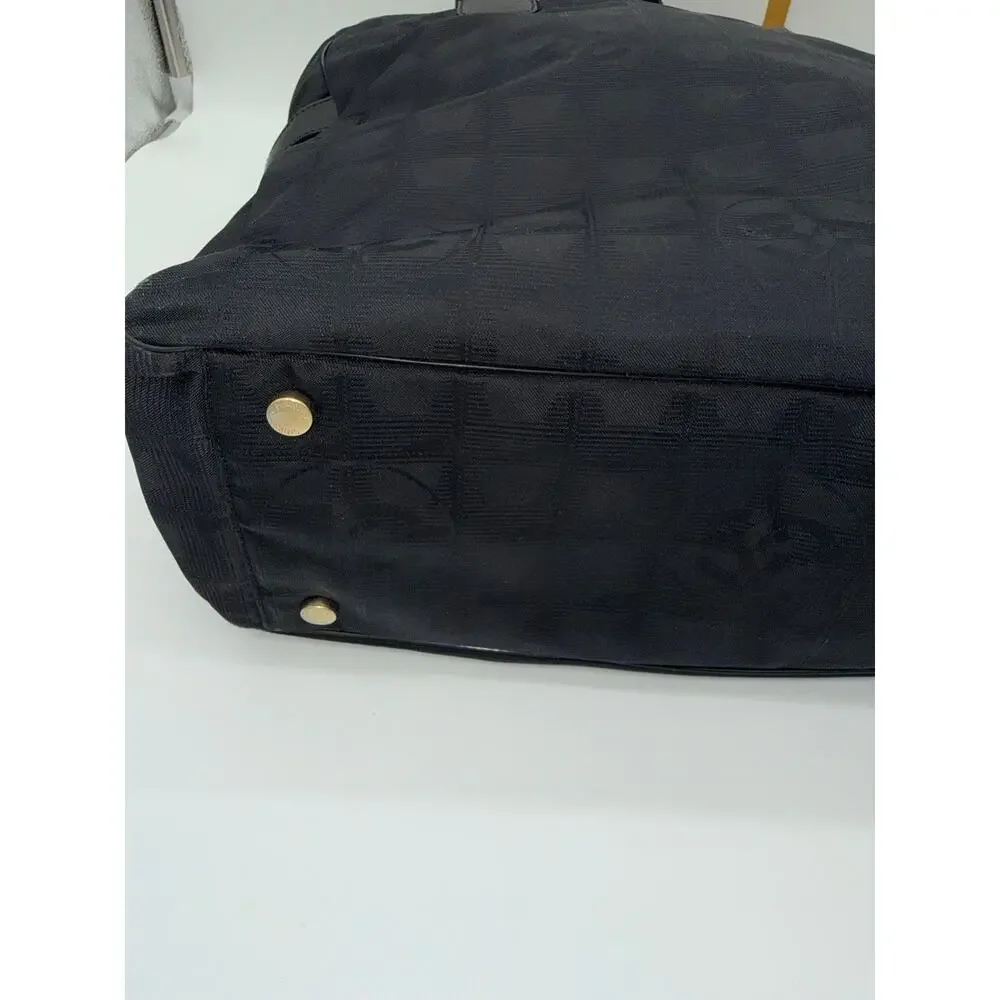 Chanel New Travel Line GM Tote Navy Blue CC Jacquard Bag Rare 8262233
